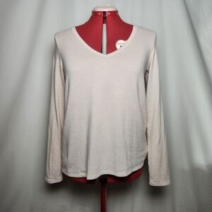 Elegant Cream V-Neck Women's Top